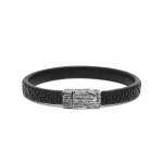 E420BLK armband leer zilver SXM - Elements Collectie