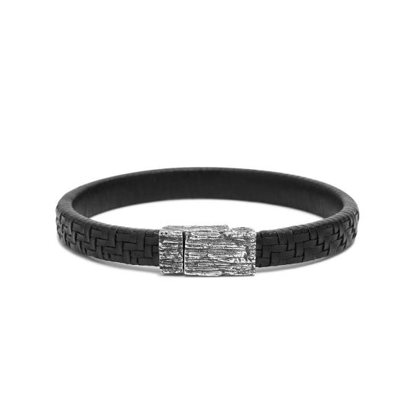 E420BLK armband leer zilver SXM-earth Collectie