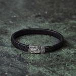 E420BLK armband leer zilver SXM-earth Collectie