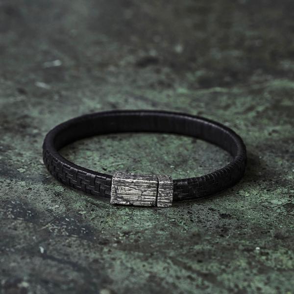 E420BLK armband leer zilver SXM-earth Collectie