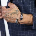 S25BLK Slang Armband zwart rhodium & leder Heren Fierce Collectie