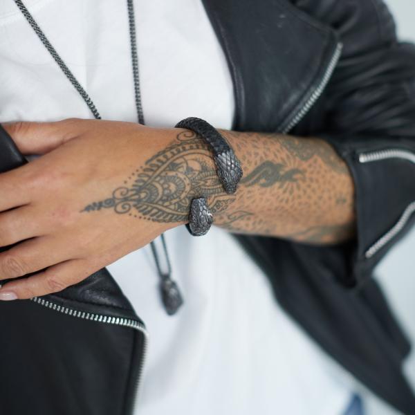 S27BLK zwart rhodium Slang Ketting SXM - Fierce Collectie