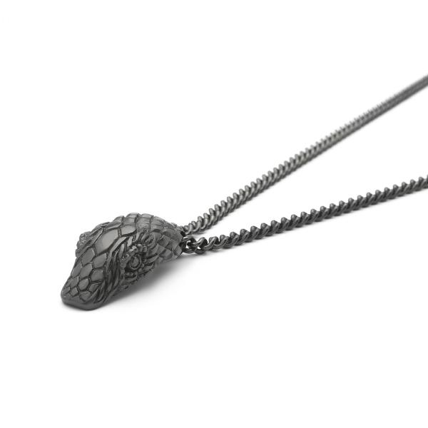 S27BLK zwart rhodium Slang Ketting SXM - Fierce Collectie