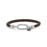 X333BRN armband zilver & leer SXM - Bambu Collectie