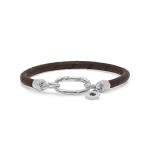 X333BRN armband zilver & leer SXM - Bambu Collectie