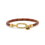 X333COG.SGP armband zilver & leer goldplated SXM - Bambu Collectie