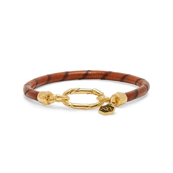 X333COG.SGP armband zilver & leer goldplated SXM - Bambu Collectie