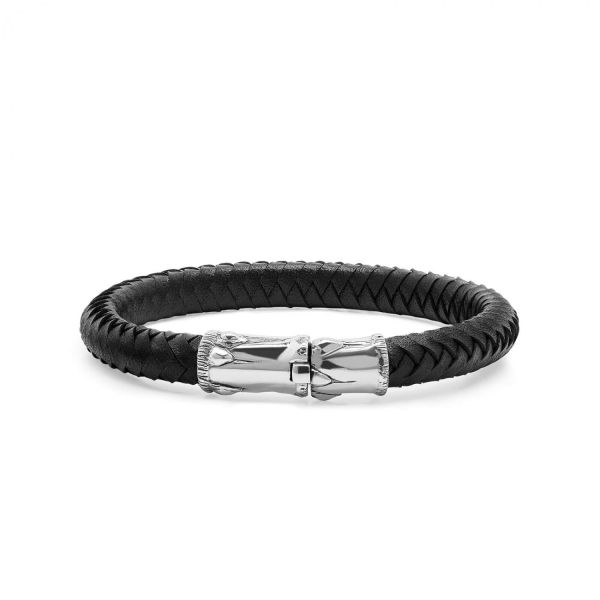 X336BLK armband zilver & leer